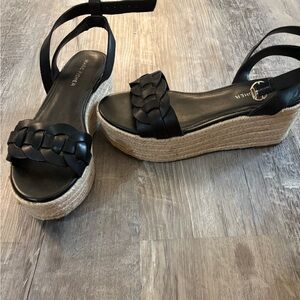 Marc Fisher Black Platform Wedge Sandals
